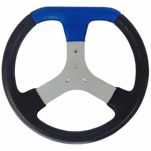 Volante de Kart Universal em Detalhe Corino Azul 320mm