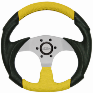 Volante Buggy Universal Chapa Silver Costura Amarela 330mm