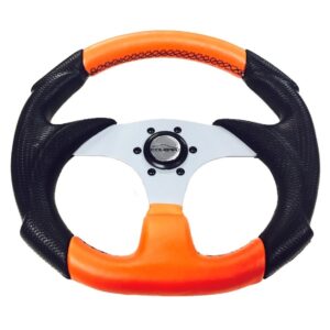 Volante Buggy Universal Chapa Silver Costura Laranja 330mm