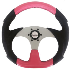 Volante Buggy Universal Chapa Silver Costura Rosa 330mm