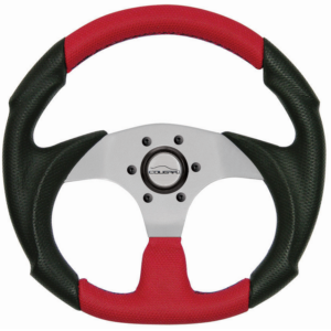 Volante Buggy Universal Chapa Silver Costura Vermelha 330mm