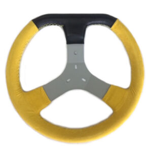 Volante de Kart Universal Camurça Amarela detalhe Preto 349mm