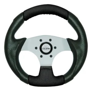 Volante Preto Costurado Pequeno Silver 28cm Fusca Buggy