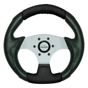 Volante Preto Costurado Pequeno Silver 28cm Fusca Buggy