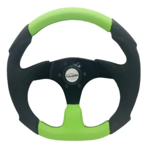 Volante Verde Limão 33 Cm + Cubo Buggy Fusca Gaiola Pálio