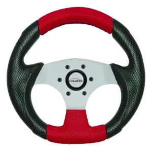 Volante Buggy Vermelho Costurado Pequeno Silver 28cm + Cubo