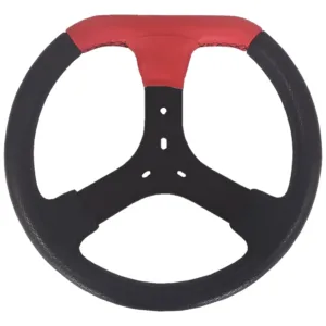 Volante Kart Camurça Preta / Vermelho 350mm Universal