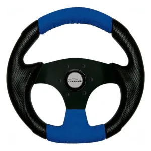 Volante Azul Costurado Pequeno 28cm + Cubo Black Buggy Fusca