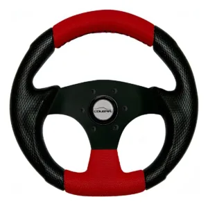 Volante Vermelho Costurado Pequeno Black 28cm Fusca Buggy