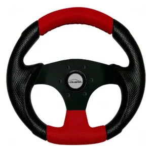 Volante Vermelho Costurado Pequeno Black 28cm Fusca Buggy