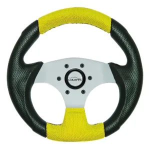 Volante Amarelo Costurado Pequeno Silver 28cm Fusca Buggy