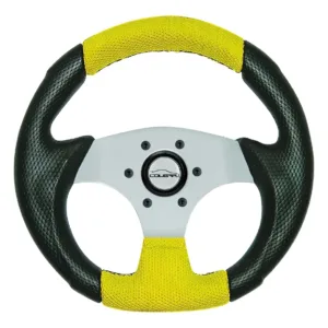 Volante Amarelo Costurado Pequeno Silver 28cm Fusca Buggy