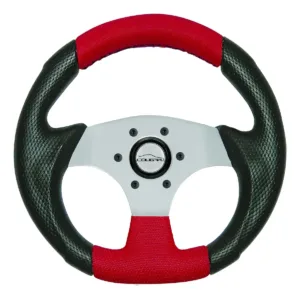 Volante Fusca Buggy Vermelho Costurado Pequeno 28cm + Cubo