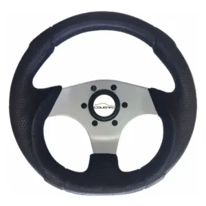 Volante Esporte Cougar Mini Prata 28cm Fusca Buggy + Cubo