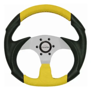 Volante Cougar Fusca Buggy 330mm Amarelo + Cubo Mx Super Fyber Brm Bugre