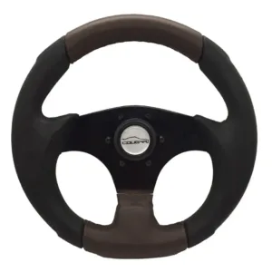 Volante Pequeno Mini Preto / Marron 28cm Fusca Buggy + Cubo