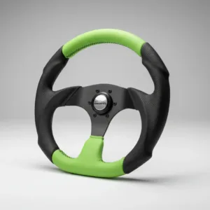 Volante Verde Limão 33 Cm + Cubo Buggy Fusca Gaiola Pálio