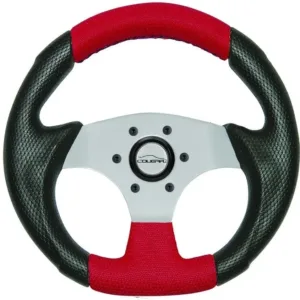 Volante Vermelho Costurado Pequeno 28cm + Cubo Buggy
